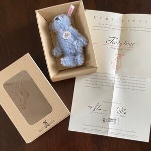 Steiff Light Blue Teddy Bear with Certificate